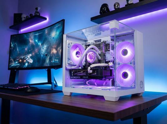 VENOM White Gaming PC Wasserkühlung bis RTX 5060 128GB RAM SSD RGB Win 11 WLAN